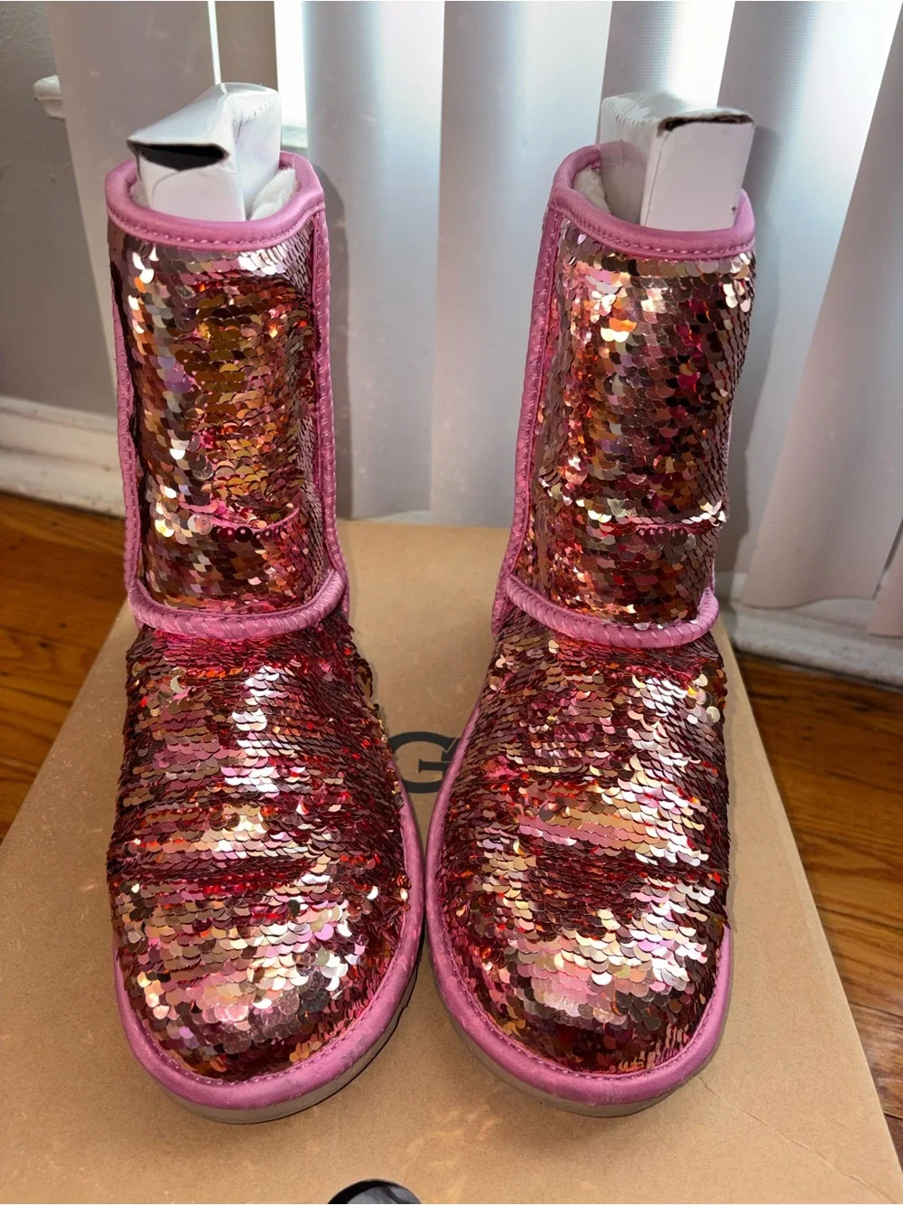 UGG Pink Sequin Mid-Calf Boots